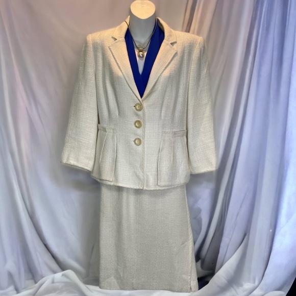 Vintage 90s Y2K Linen Blend Skirt Set with Jacket Blazer - Picture 1 of 10